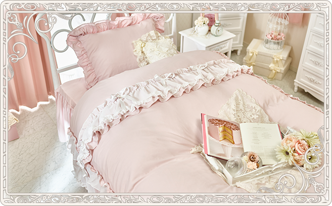 リボンティアードフリル布団カバー