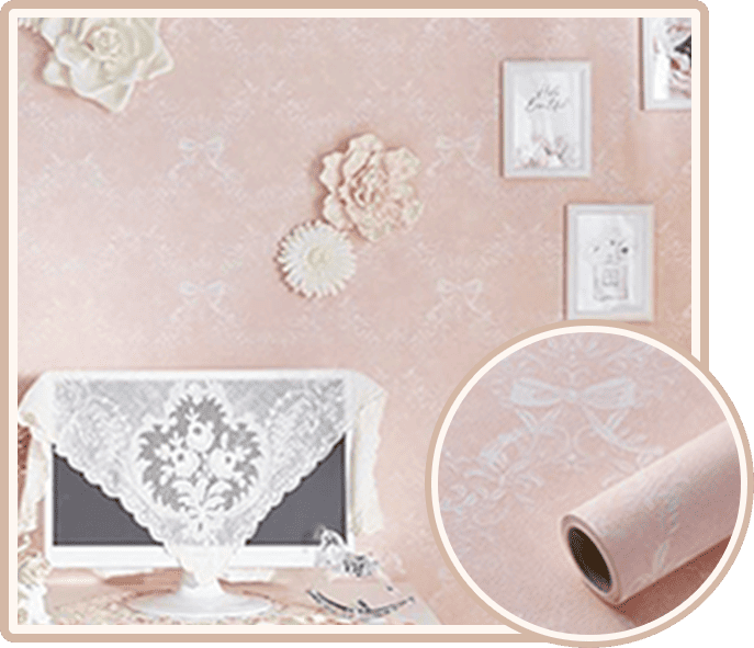 オーナメントリボン柄ピンク