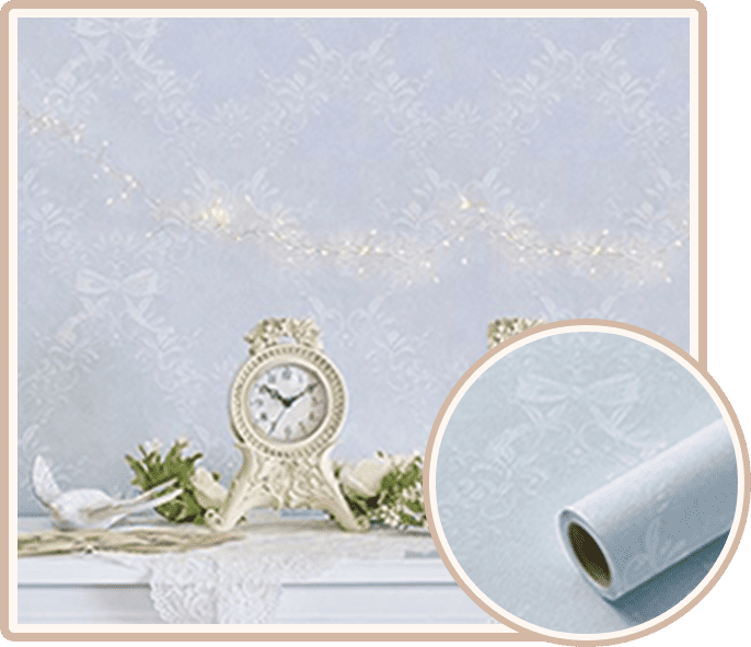 オーナメントリボン柄ブルー